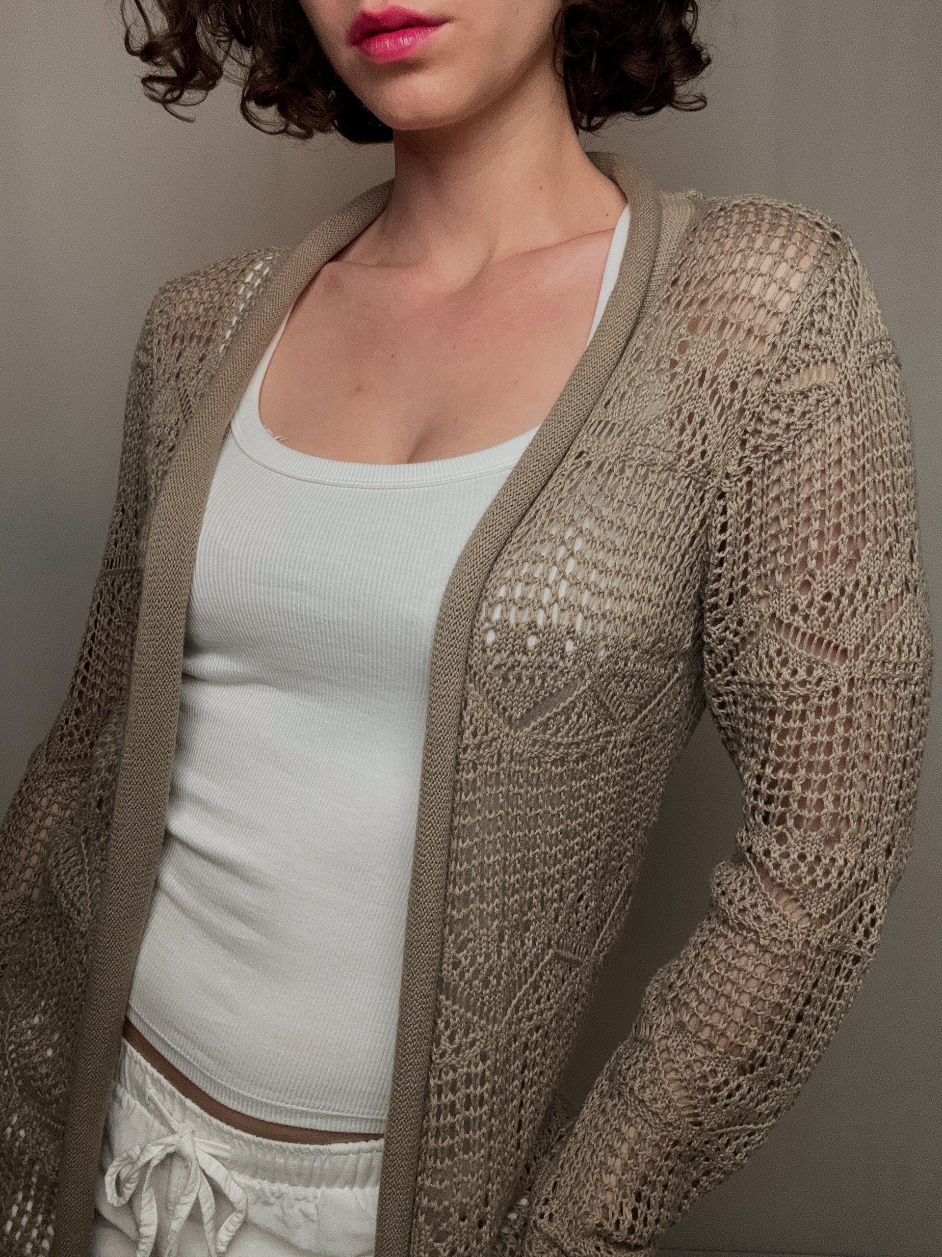 beiger Häkelcardigan M Vintage