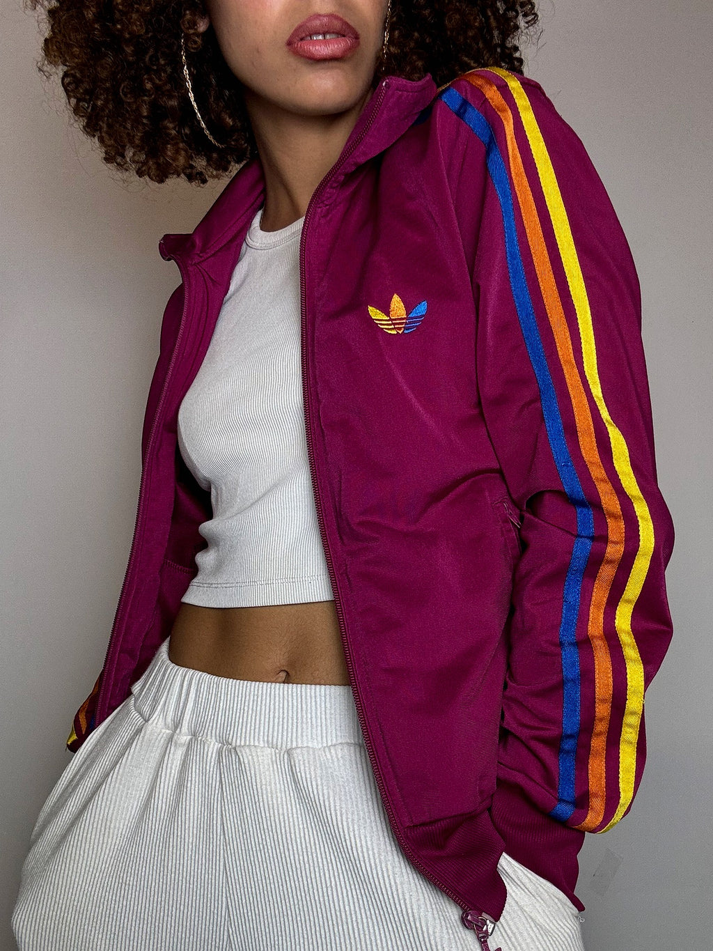 ADIDAS M/L Vintage Rote Sportjacke