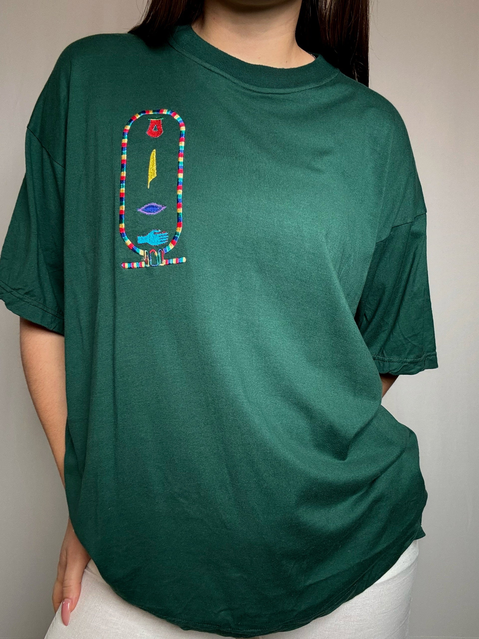 Tshirt brodé vert XL vintage