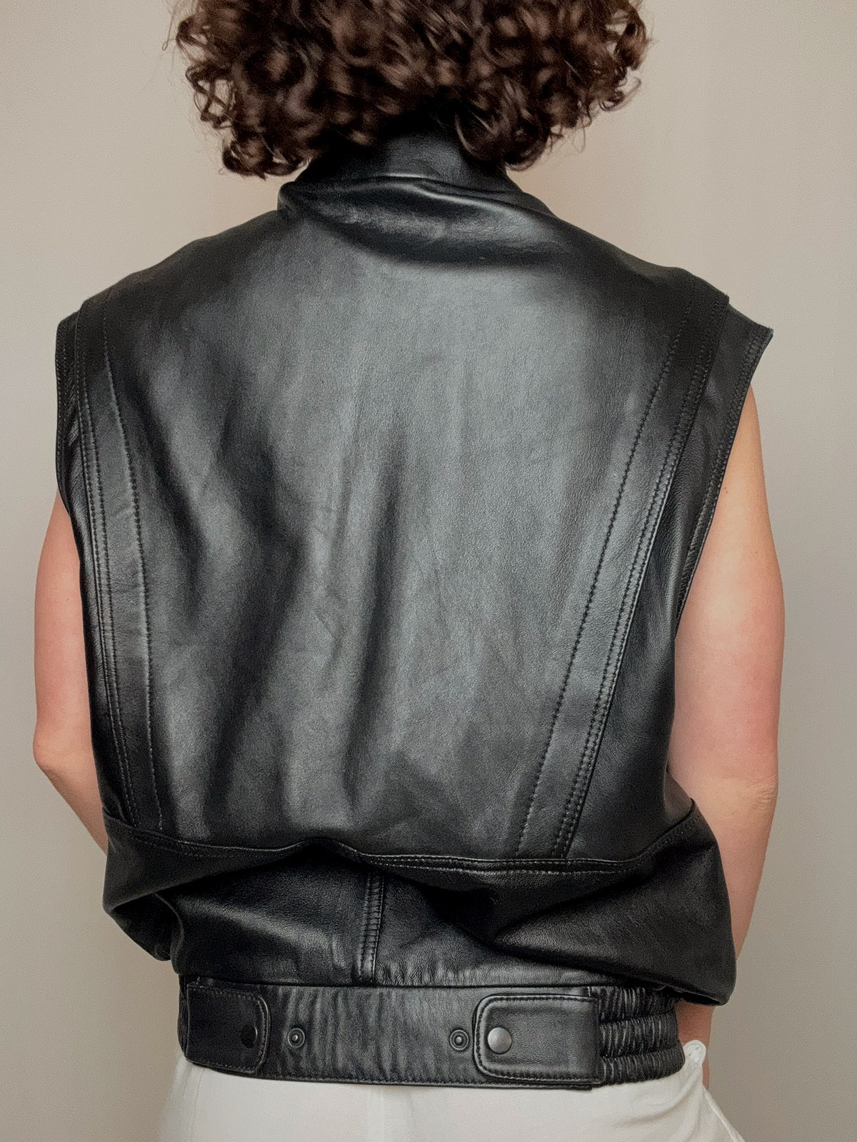Gilet en cuir noir M vintage