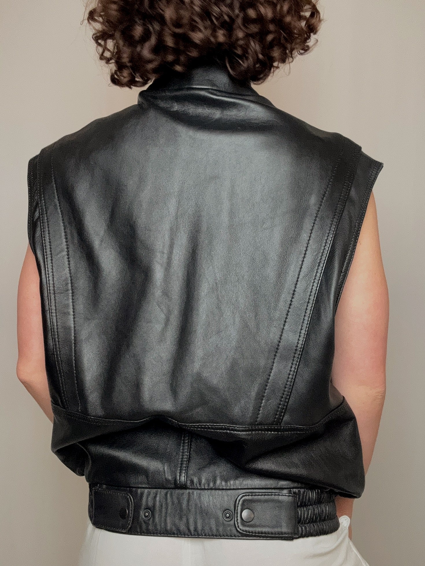 Gilet en cuir noir M vintage