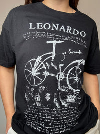 Schwarzes bedrucktes Vintage T-Shirt Leonardo L
