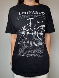Schwarzes bedrucktes Vintage T-Shirt Leonardo L