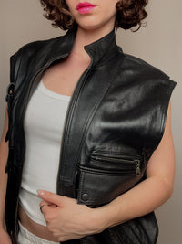 Gilet en cuir noir M vintage