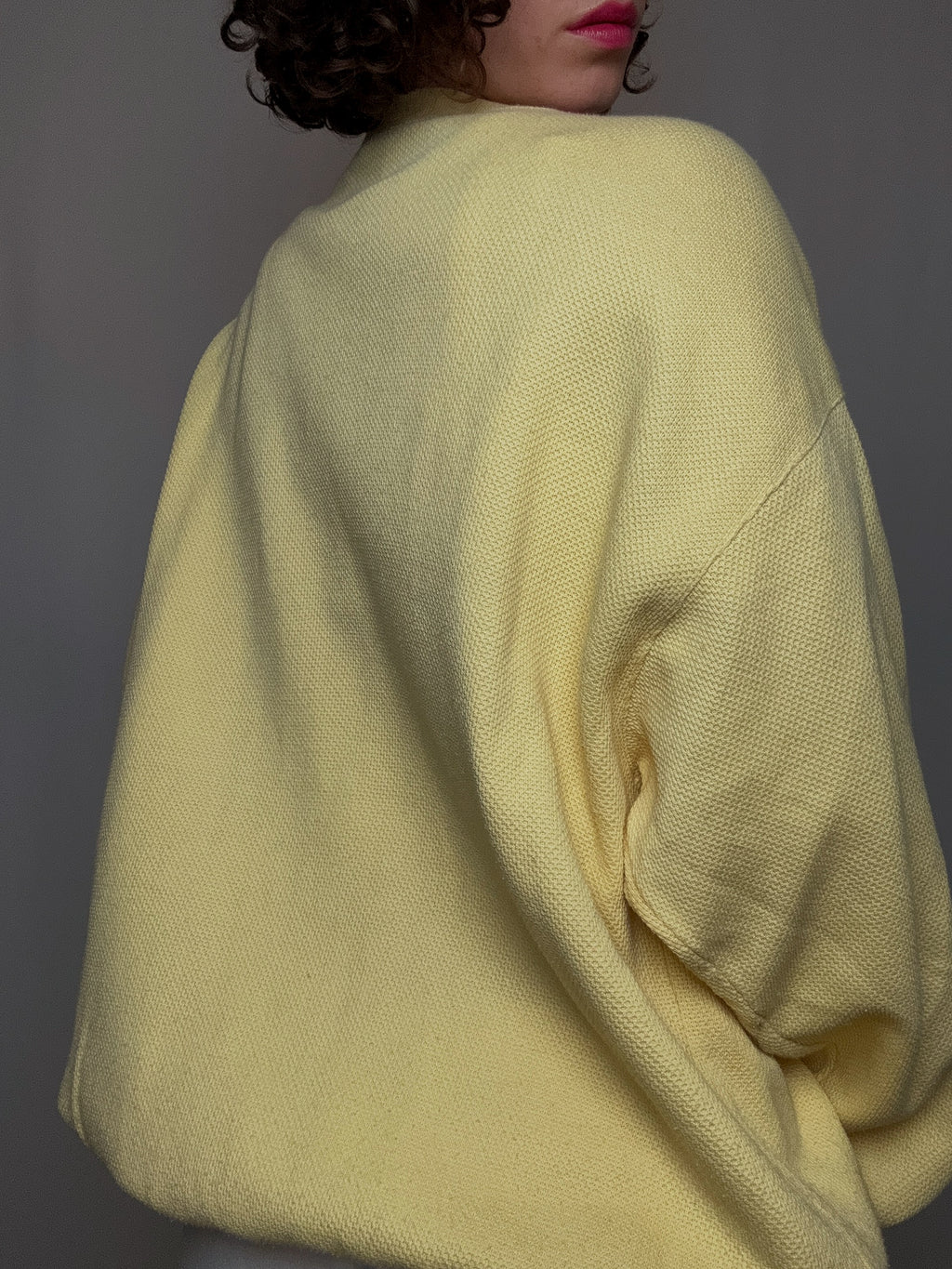 gelbe XXL Vintage-Strickjacke