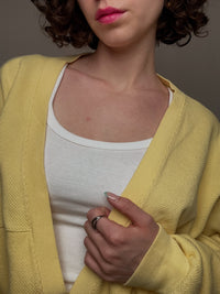 gelbe XXL Vintage-Strickjacke