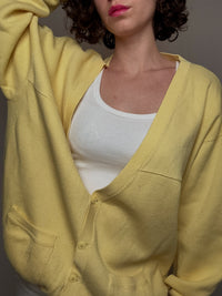 gelbe XXL Vintage-Strickjacke