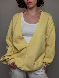 gelbe XXL Vintage-Strickjacke