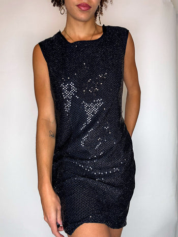 Robe à sequins noire M vintage