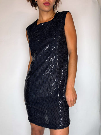 Robe à sequins noire M vintage