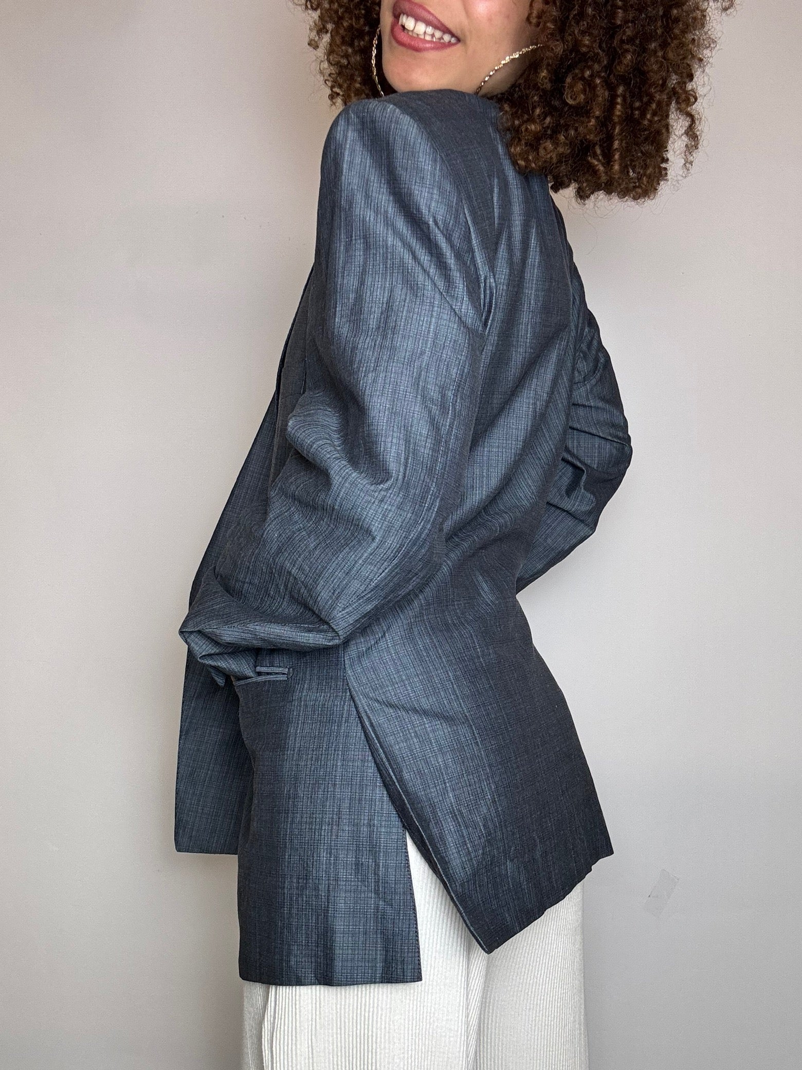 Blazer en coton bleu L vintage