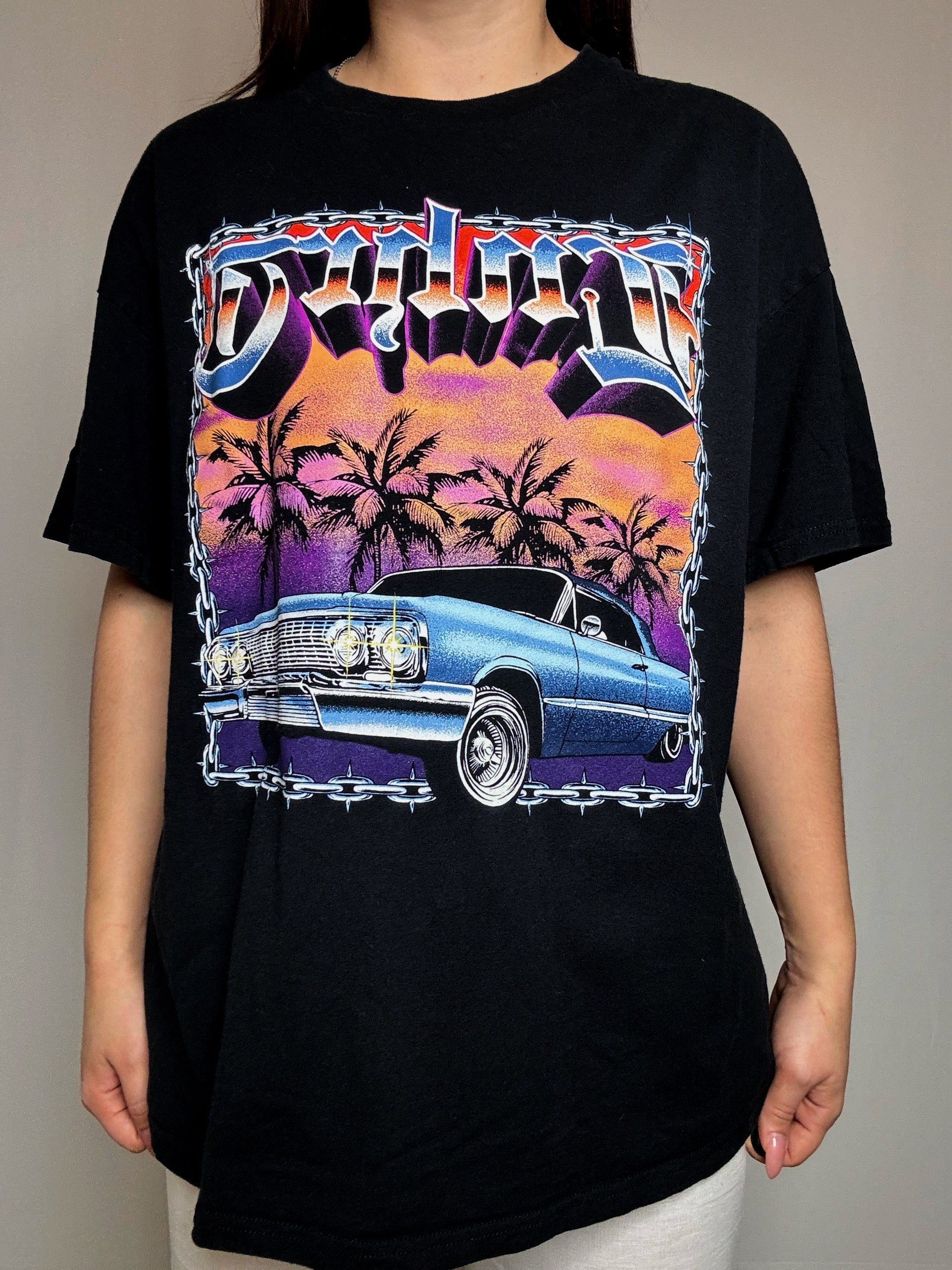Vintage schwarzes Racing-T-Shirt XL