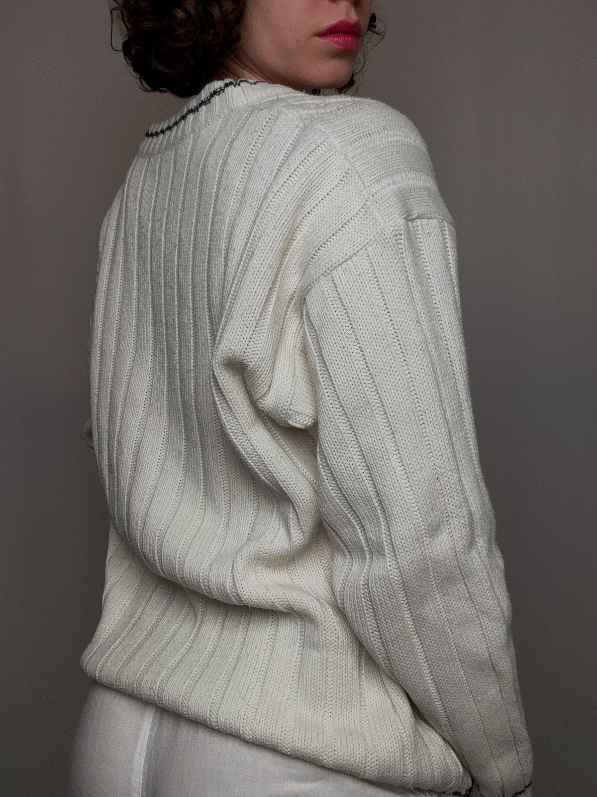 vintage white cricket cardigan M/L