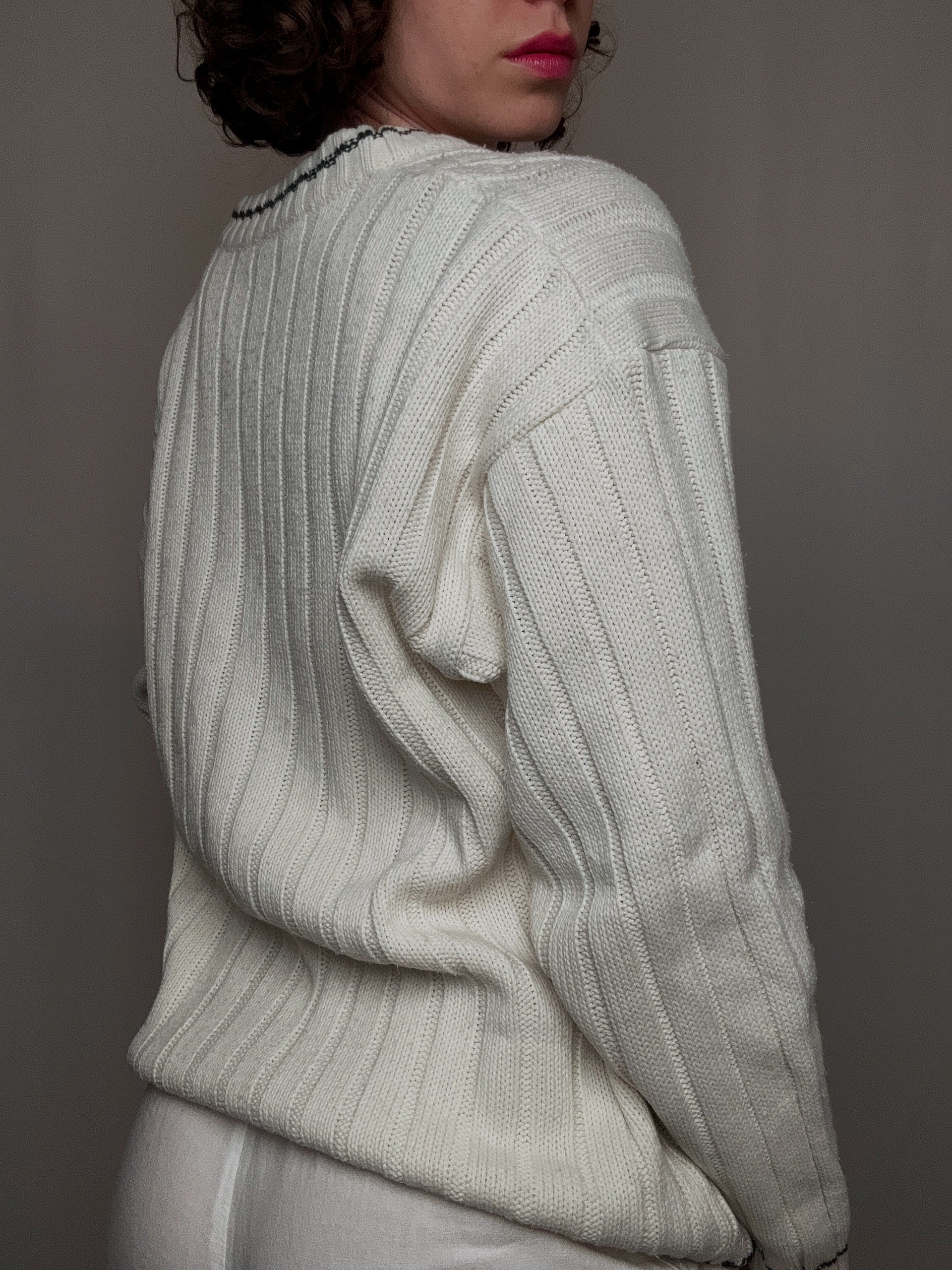 vintage white cricket cardigan M/L