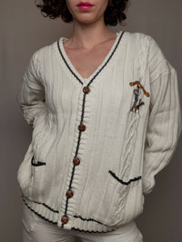 vintage white cricket cardigan M/L