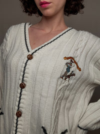 vintage white cricket cardigan M/L