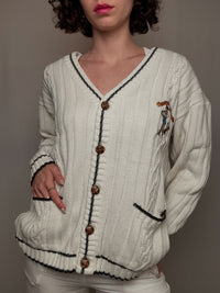vintage white cricket cardigan M/L