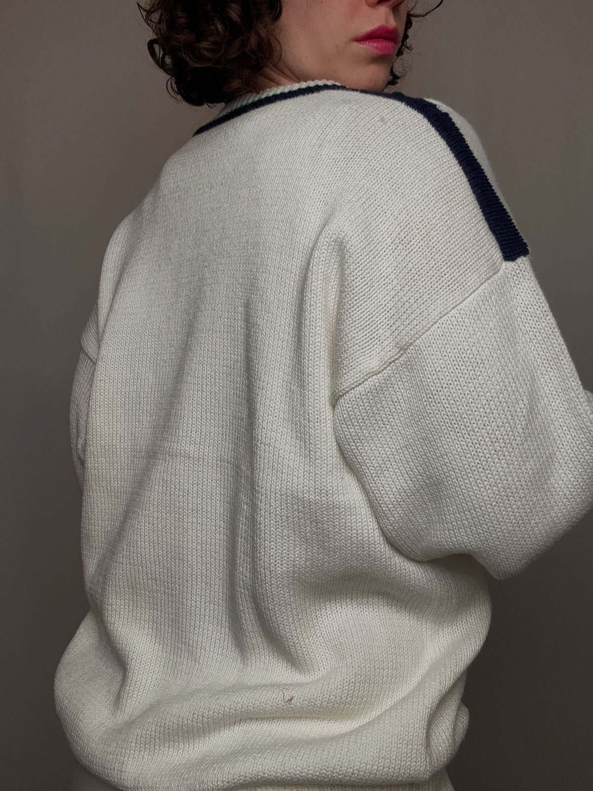 cardigan cricket blanc M vintage