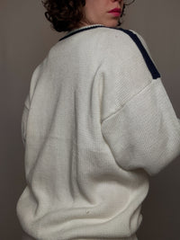 cardigan cricket blanc M vintage