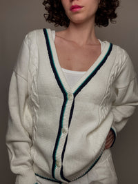 cardigan cricket blanc M vintage