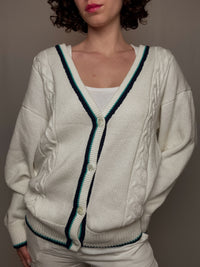cardigan cricket blanc M vintage