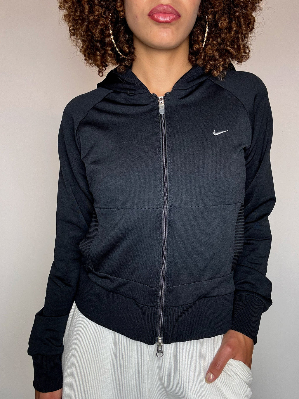 ADIDAS L Vintage schwarze Sportjacke