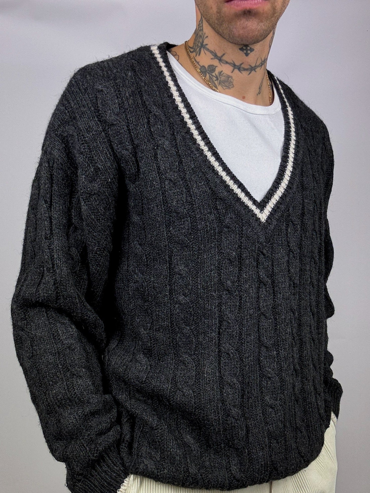 Vintage L grey cricket sweater