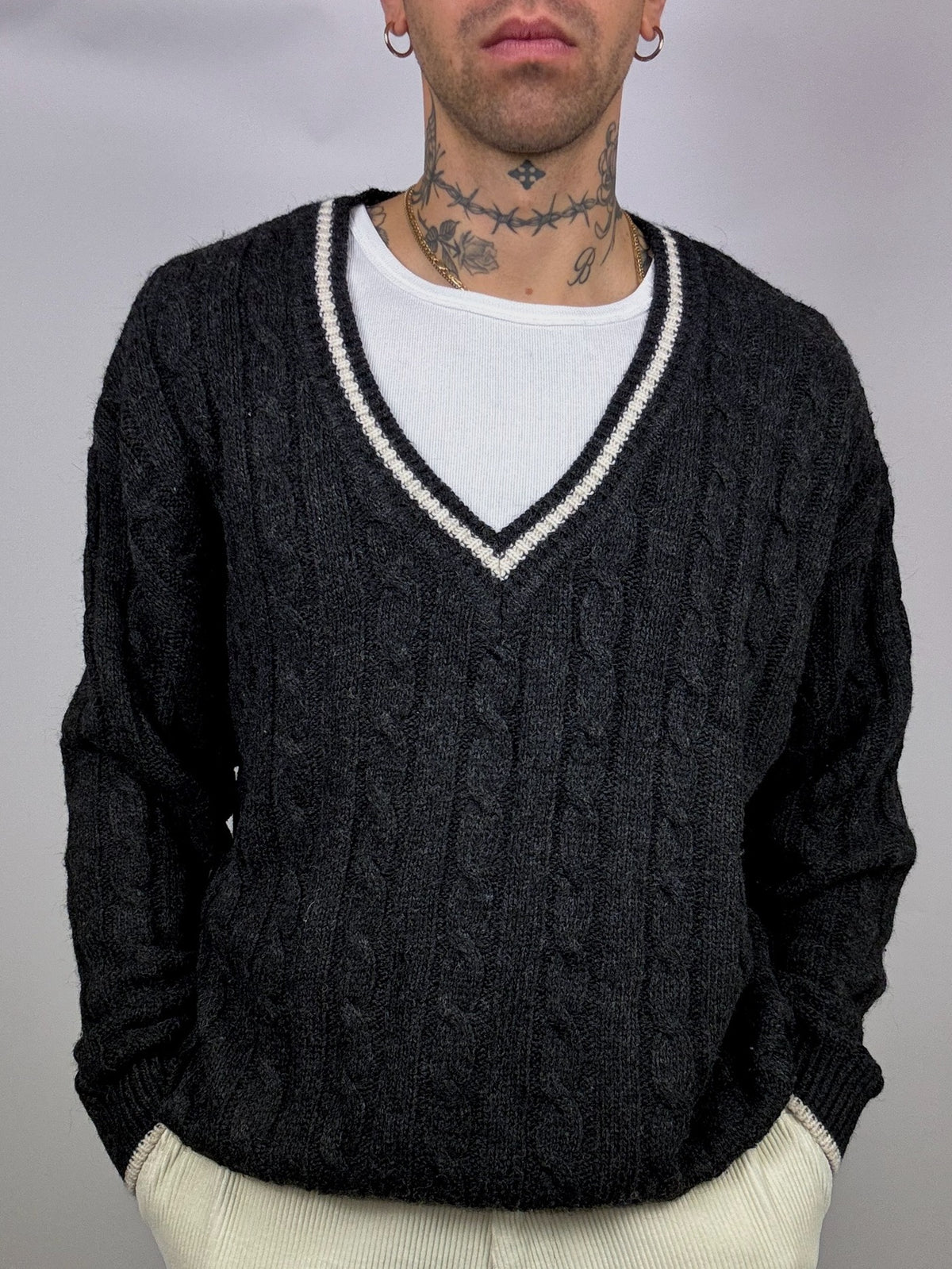 Vintage L grey cricket sweater