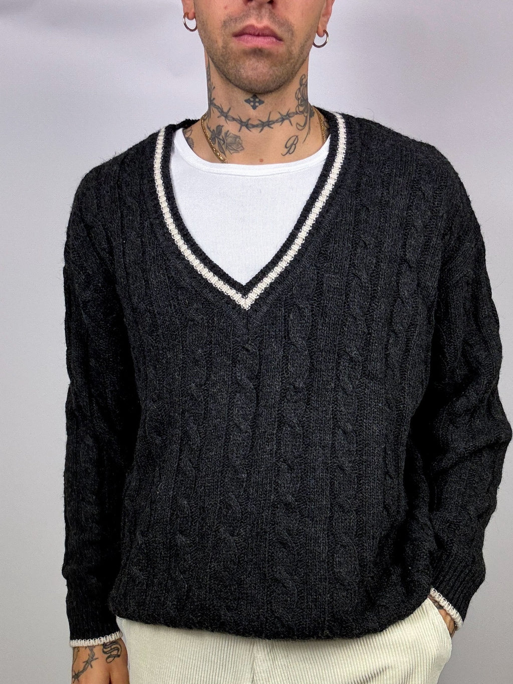 Vintage L grey cricket sweater