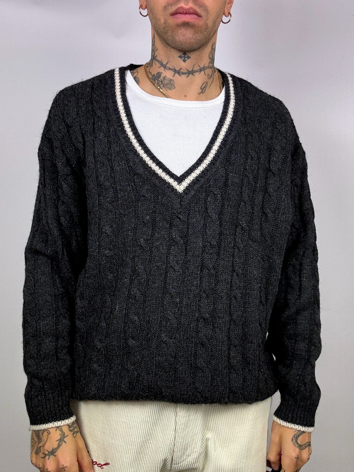Vintage L grey cricket sweater