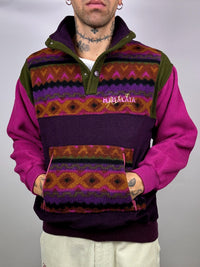 Burgundy graphic fleece with zipped neck M Vintage