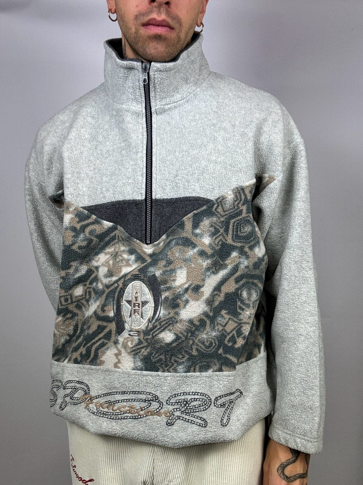 Vintage L/XL zip-neck grey fleece