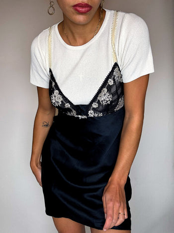 Robe lingerie avec dentelle poitrine S vintage