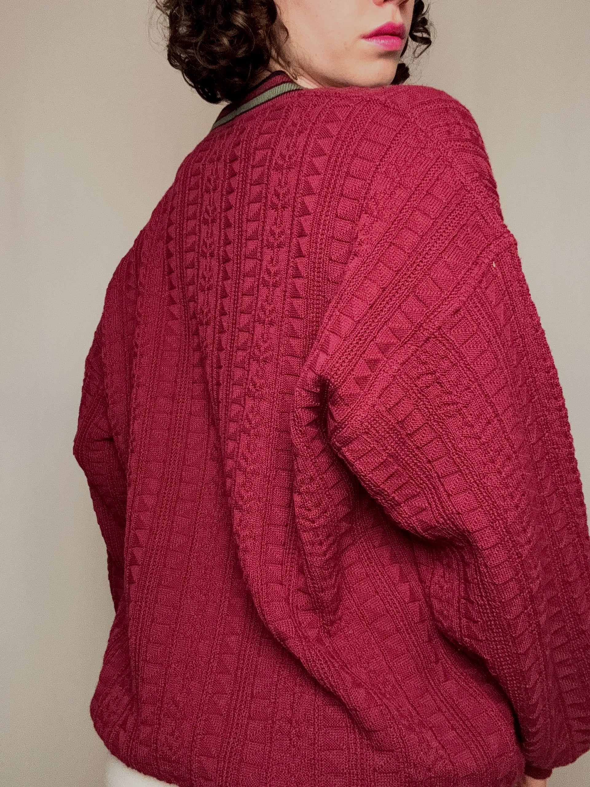 Cardigan Bordeaux Grillen L Vintage
