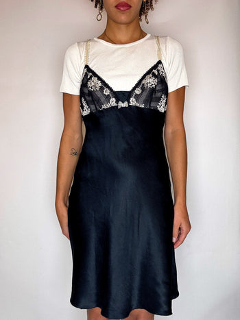 Robe lingerie avec dentelle poitrine S vintage