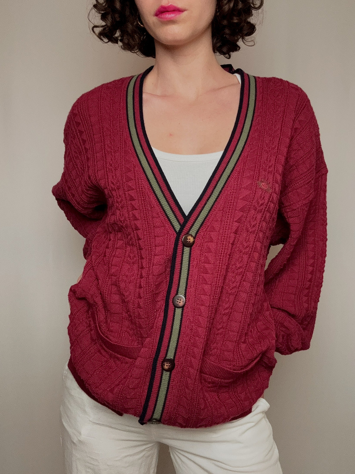 Cardigan Bordeaux Grillen L Vintage