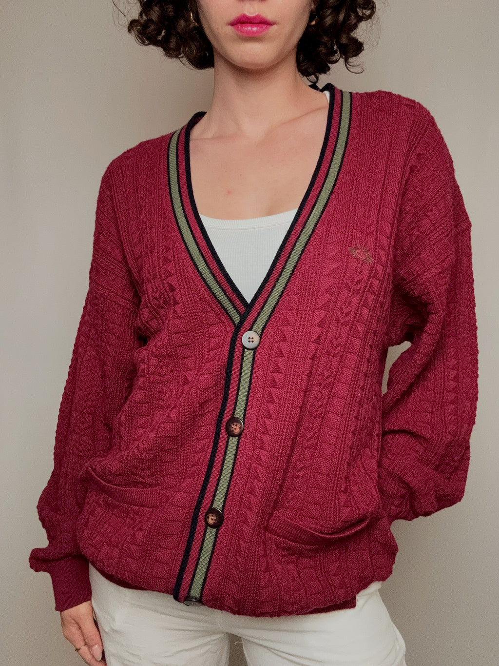 Cardigan Bordeaux Grillen L Vintage