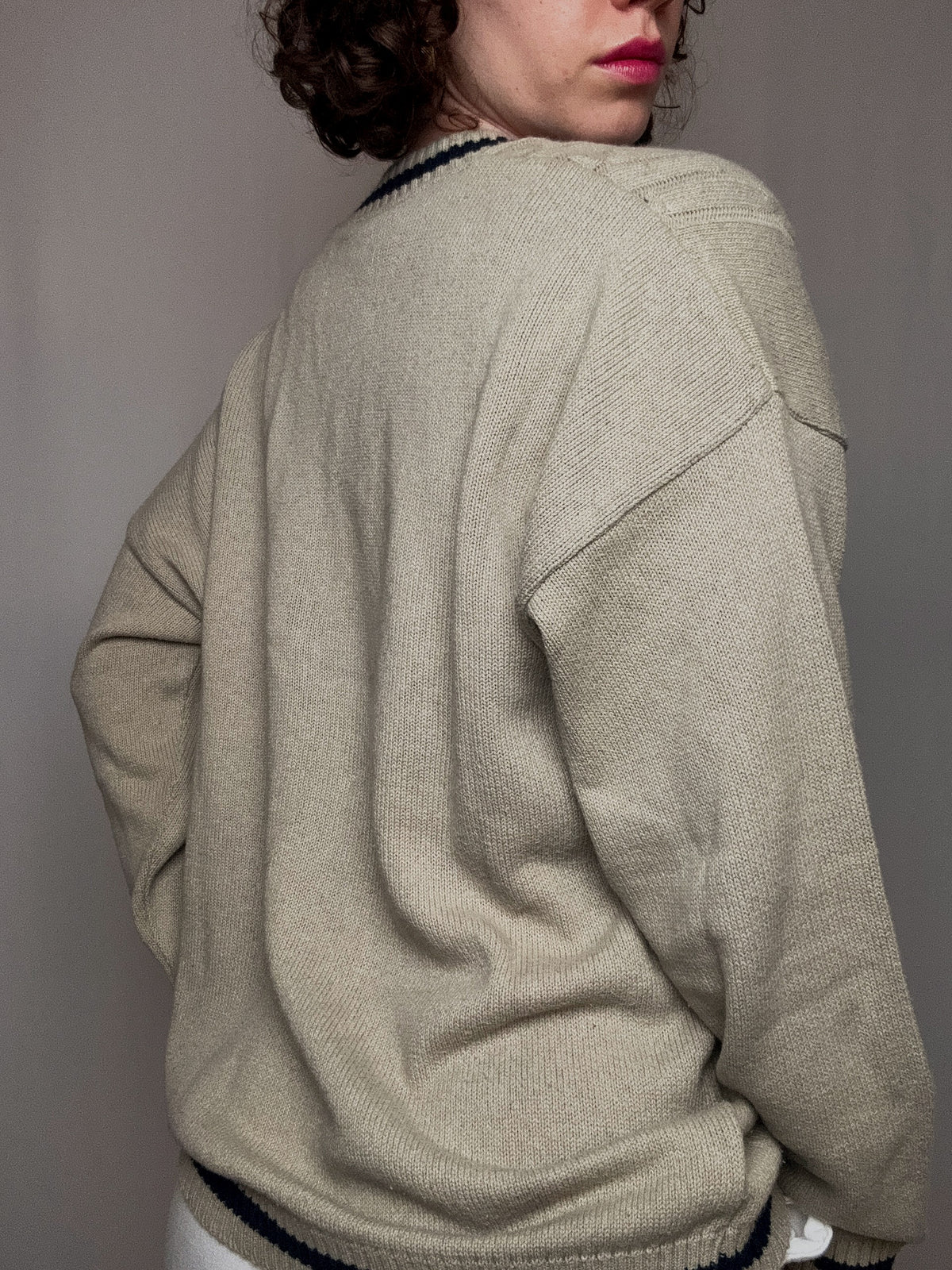 beiger Cricket-Cardigan L/XL Vintage