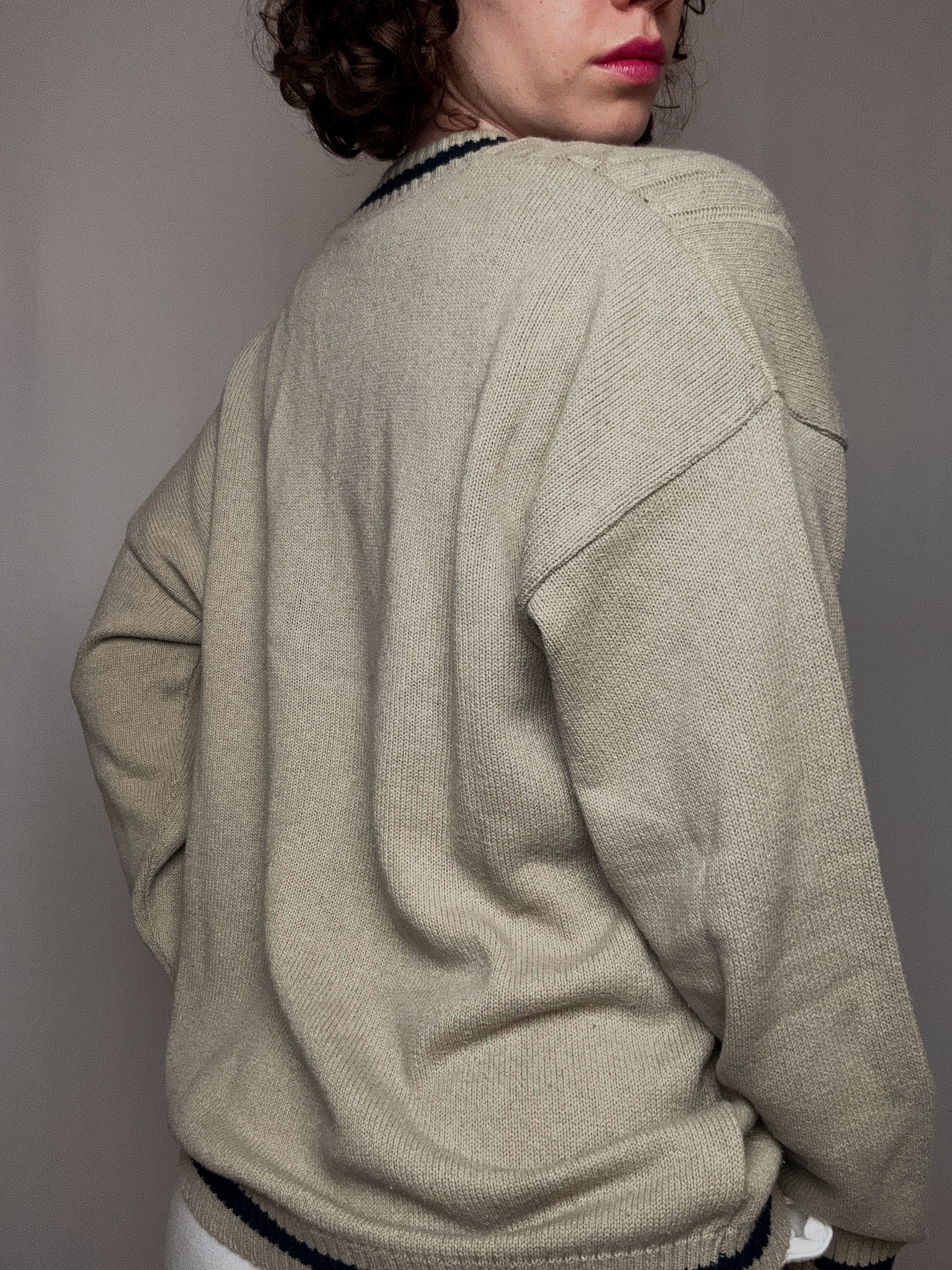 beiger Cricket-Cardigan L/XL Vintage