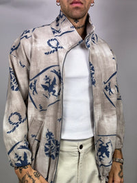 Beige fleece jacket with L Vintage pattern