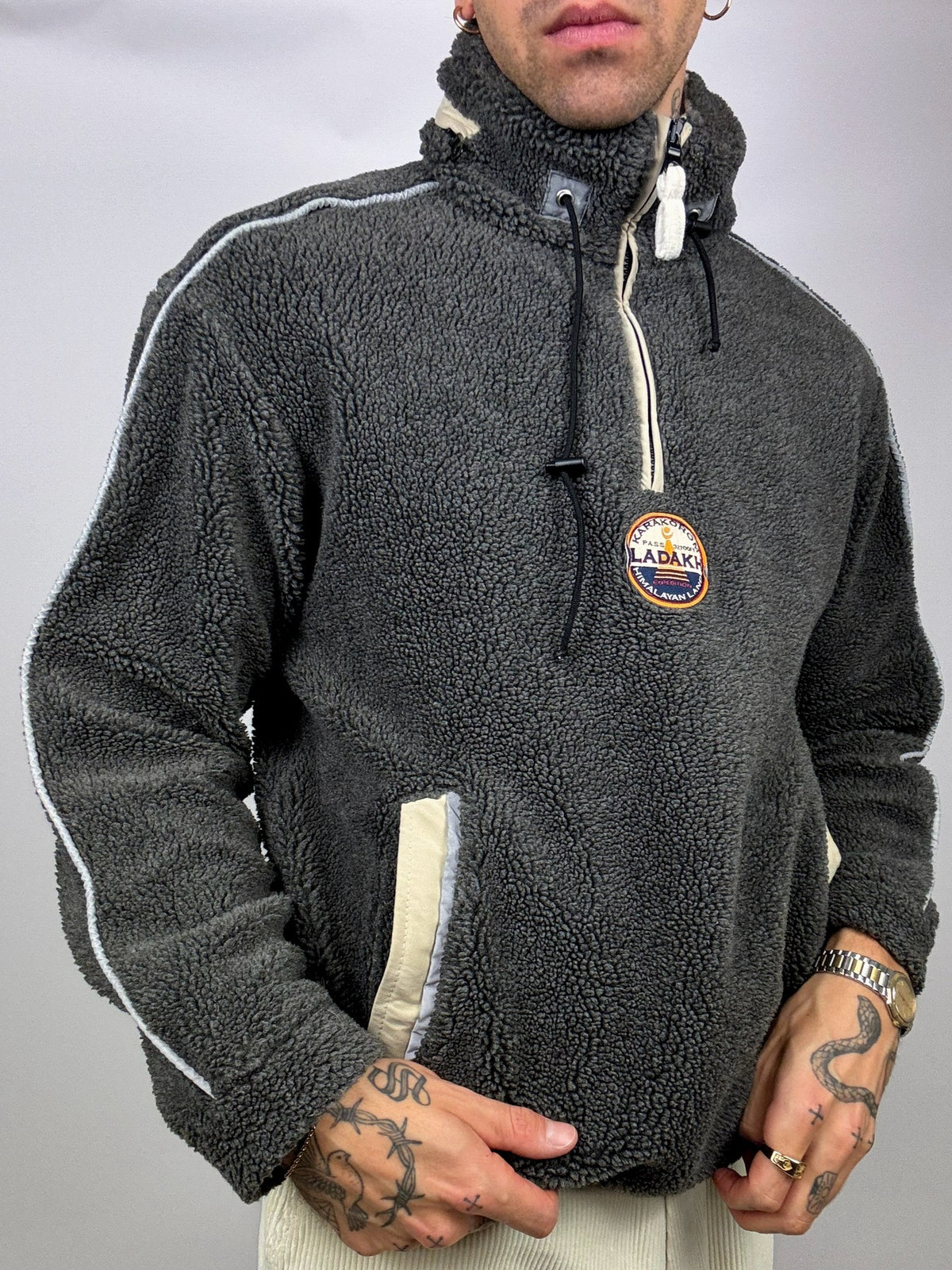 Vintage M Thick Grey Hooded Fleece