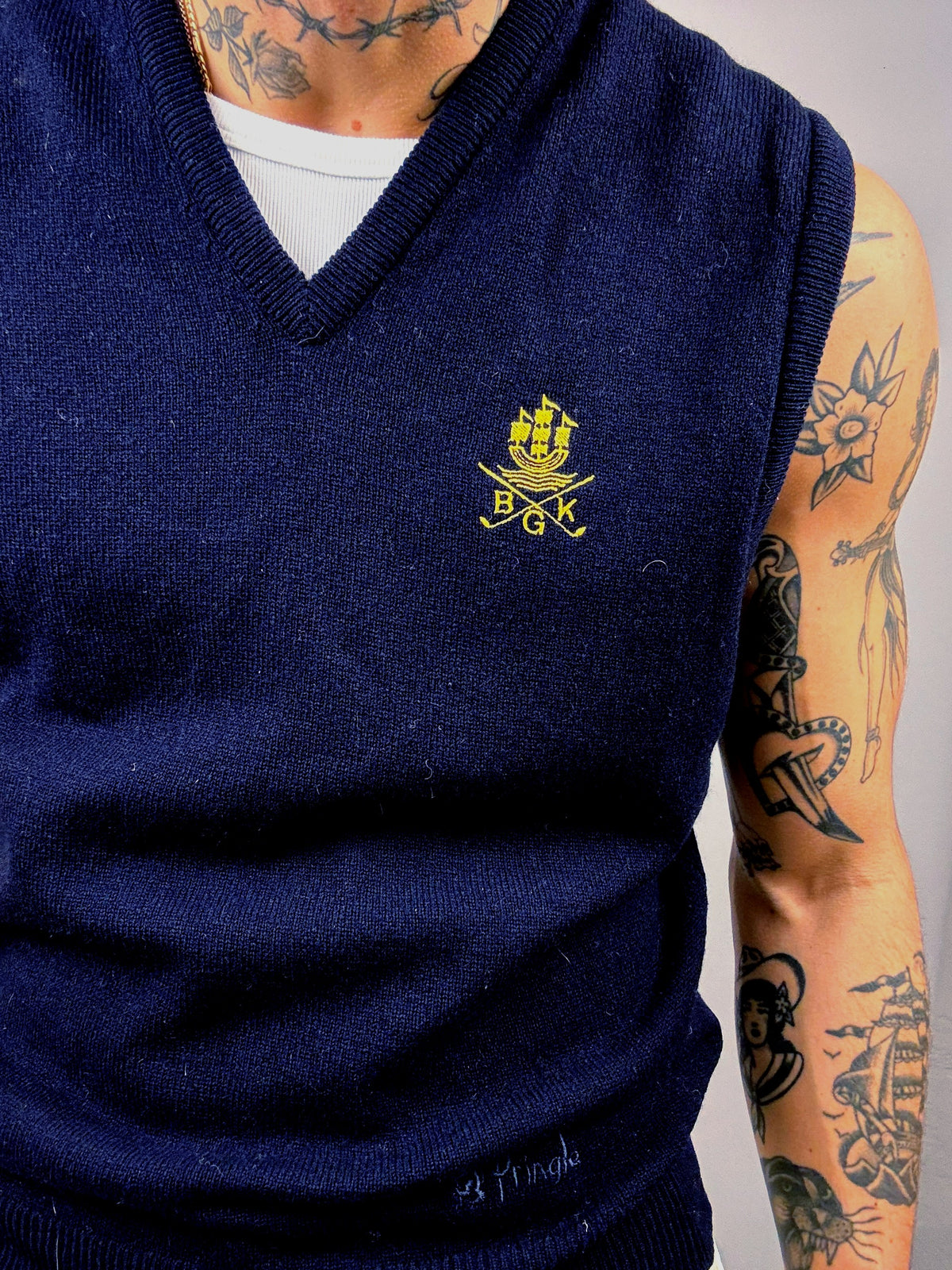 Gilet en laine Marine L Vintage