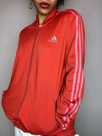 Jacket de sport rouge et rose ADIDAS L vintage