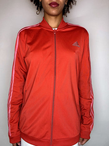 Jacket de sport rouge et rose ADIDAS L vintage