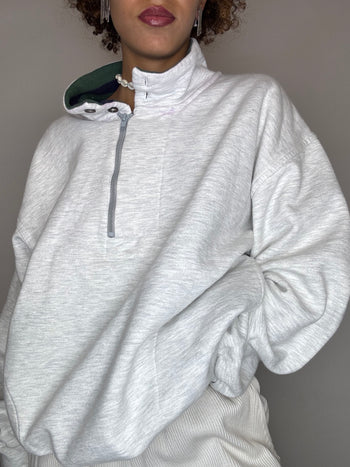 Sweat col cheminé gris L vintage