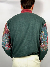 Burgundy graphic fleece with zip neck L/XL Vintage