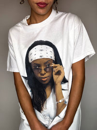 AALIYAH M Vintage weißes T-Shirt