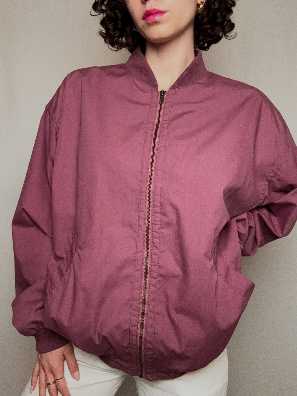 Himbeerfarbene Vintage Sommerjacke XL