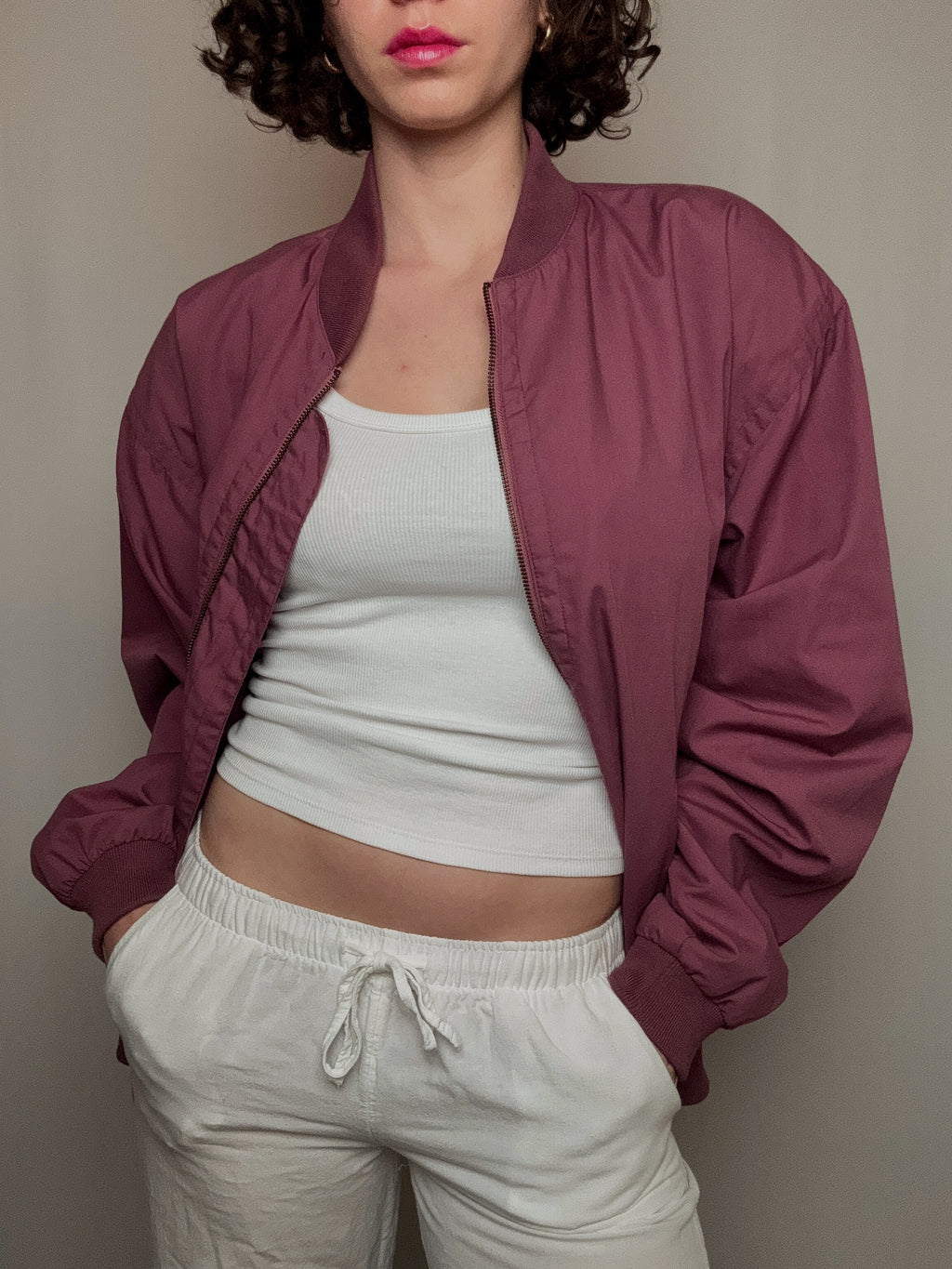 Himbeerfarbene Vintage Sommerjacke XL