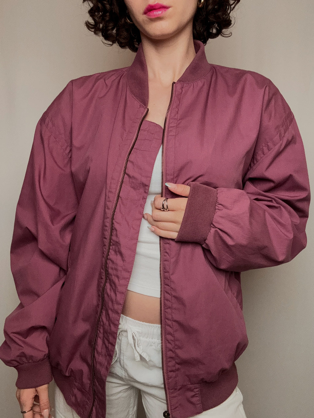 Himbeerfarbene Vintage Sommerjacke XL